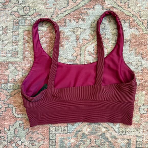 Beach Riot X REVOLVE Leah Ribbed Merlot Maroon Sports Bra Active Tiop - xs - Picture 2 of 5